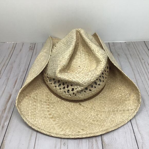 Stetson Mens Laurel Raffia Straw Hat Shapeable Brim Natural Size XS Cowboy Hat - Picture 3 of 6